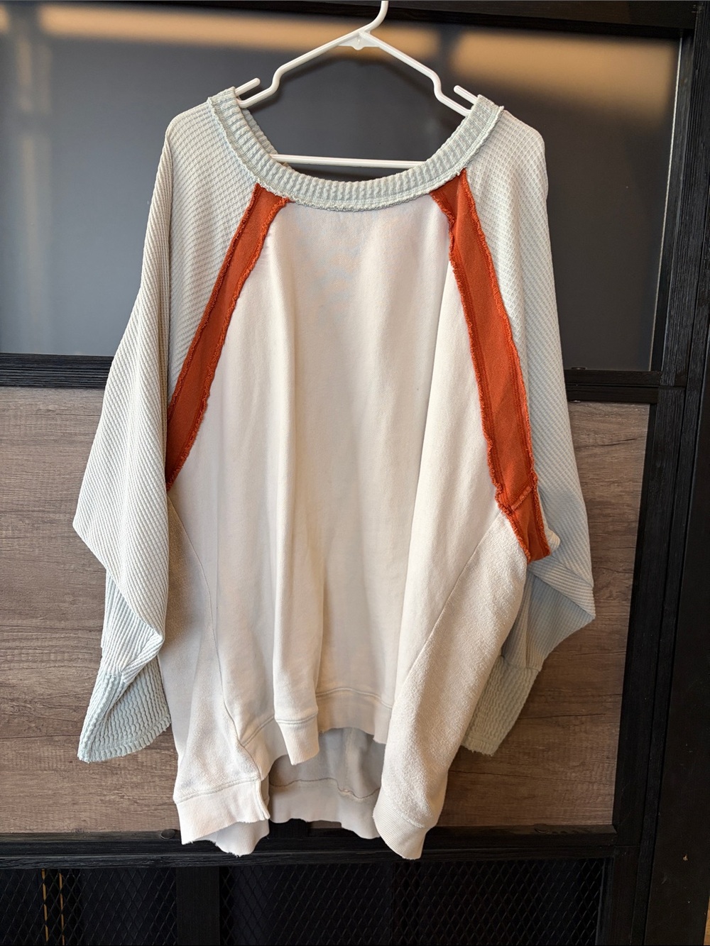 We The Free Two-Tone Scoop Sweater in Cream and Rust